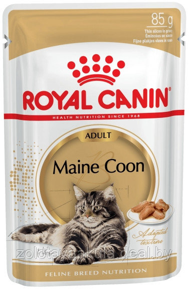 85гр Влажный корм ROYAL CANIN Maine Coon Adult для взрослых кошек породы Мэйн Кун с 15 месяцев, в соусе (пауч) - фото 1 - id-p196620745