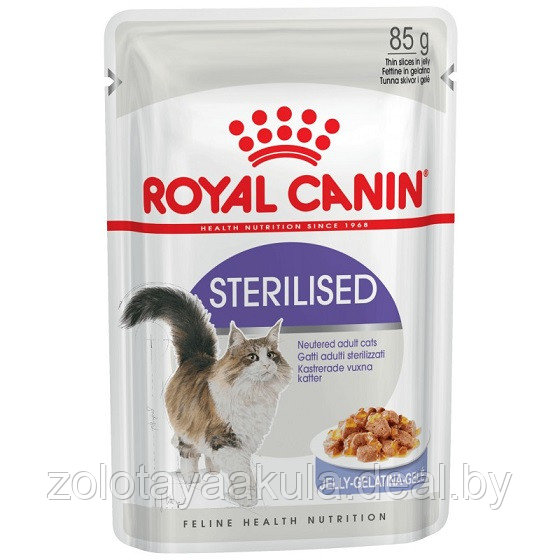 85гр Влажный корм ROYAL CANIN Sterilised для взрослых стерилизованных кошек старше 1 года, в желе (пауч) - фото 1 - id-p196620752