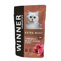 Корм Winner Extra Meat для котов Говядина в желе, 80гр