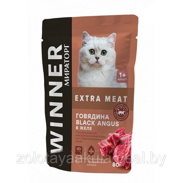 Корм Winner Extra Meat для котов Говядина в желе, 80гр - фото 1 - id-p196620757