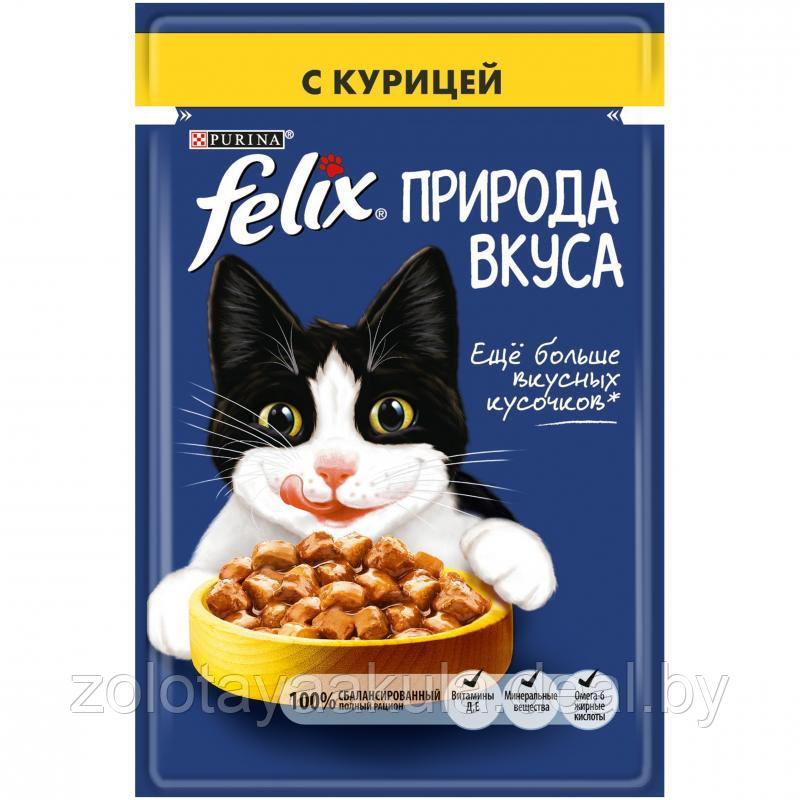 FELIX Корм для кошек FELIX природа вкуса с курицей 85гр - фото 1 - id-p196620801