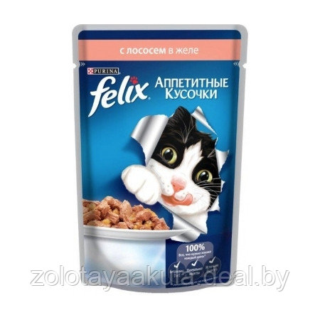 75гр Корм для кошек FELIX с лососем - фото 1 - id-p196620808