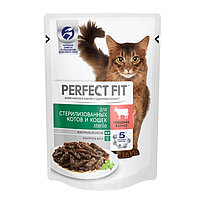 Perfect Fit Корм для кошек Perfect Fit для стерилизованных говядина в соусе 75г