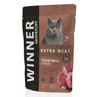 Корм Winner Extra Meat для котов Телятина в желе, 80гр