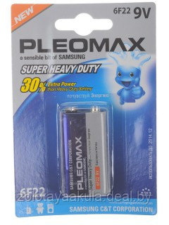 Pleomax Батарейка Pleomax 6F22 1шт (крона) - фото 1 - id-p196618807