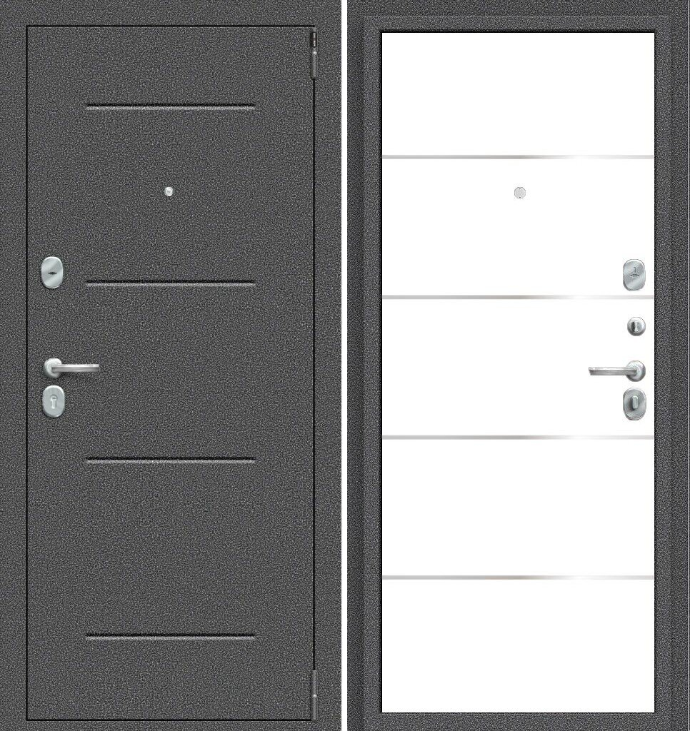 Двери входные металлические Porta R 104.П50 (IMP-6) Антик Серебро/Super White - фото 1 - id-p196623928