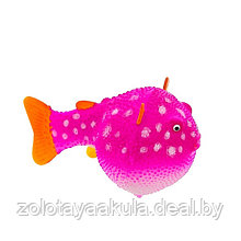 Декорация GLOXY для аквариума 8*5*5,5см Рыба шар на леске Розовая Флуоресцентная