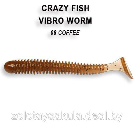 Резина Crazy Fish Vibro Worm 2'' №08, Жареная рыба, 8шт - фото 1 - id-p196622091