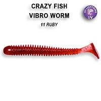Резина Crazy Fish Vibro Worm 2'' №11, Жареная рыба, 8шт