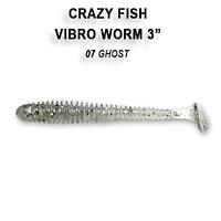 Резина Crazy Fish Vibro Worm 3'' №07, Кальмар, 5шт