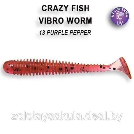 Резина Crazy Fish Vibro Worm 3'' №13, Жареная рыба, 5шт - фото 1 - id-p196622104