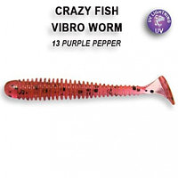 Резина Crazy Fish Vibro Worm 3'' №13, Рыба, 5шт