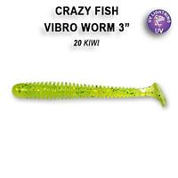 Crazy Fish Резина Crazy Fish Vibro Worm 3'' №20, Кальмар, 5шт