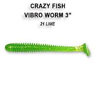 Резина Crazy Fish Vibro Worm 3'' №21, Кальмар, 5шт