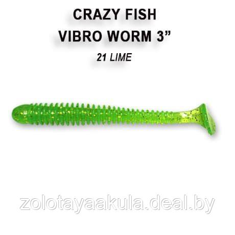 Резина Crazy Fish Vibro Worm 3'' №21, Креветка, 5шт - фото 1 - id-p196622108