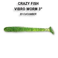 Резина Crazy Fish Vibro Worm 3'' №23, Кальмар, 5шт