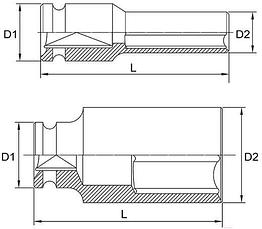 Головка ударная 1" 32мм 6- гранная глубокая TOPTUL KABE3232, фото 3