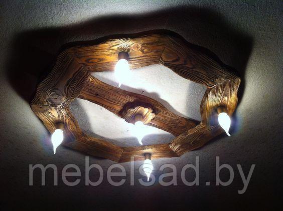 Люстра деревянная рустикальная "Старый Город №3" на 5 ламп