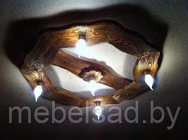 Люстра деревянная рустикальная "Старый Город №3" на 5 ламп