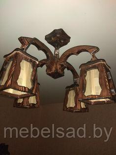 Люстра деревянная рустикальная "Старый Город №4" на 4 лампы