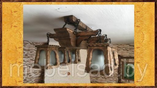 Люстра деревянная рустикальная "Старый Город №5" на 6 ламп - фото 1 - id-p196626474