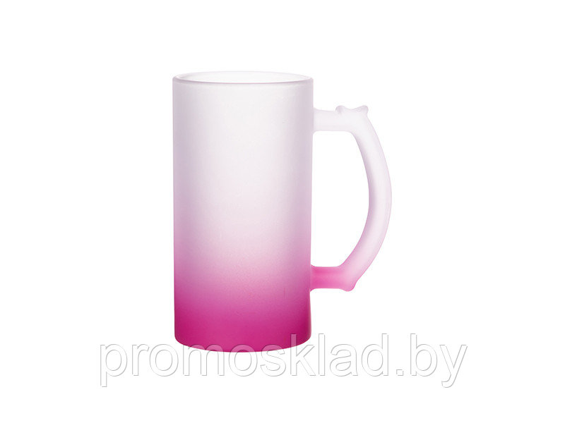 Бокал пивной стекло матовое градиент розовый 16oz для сублимации, фото 1