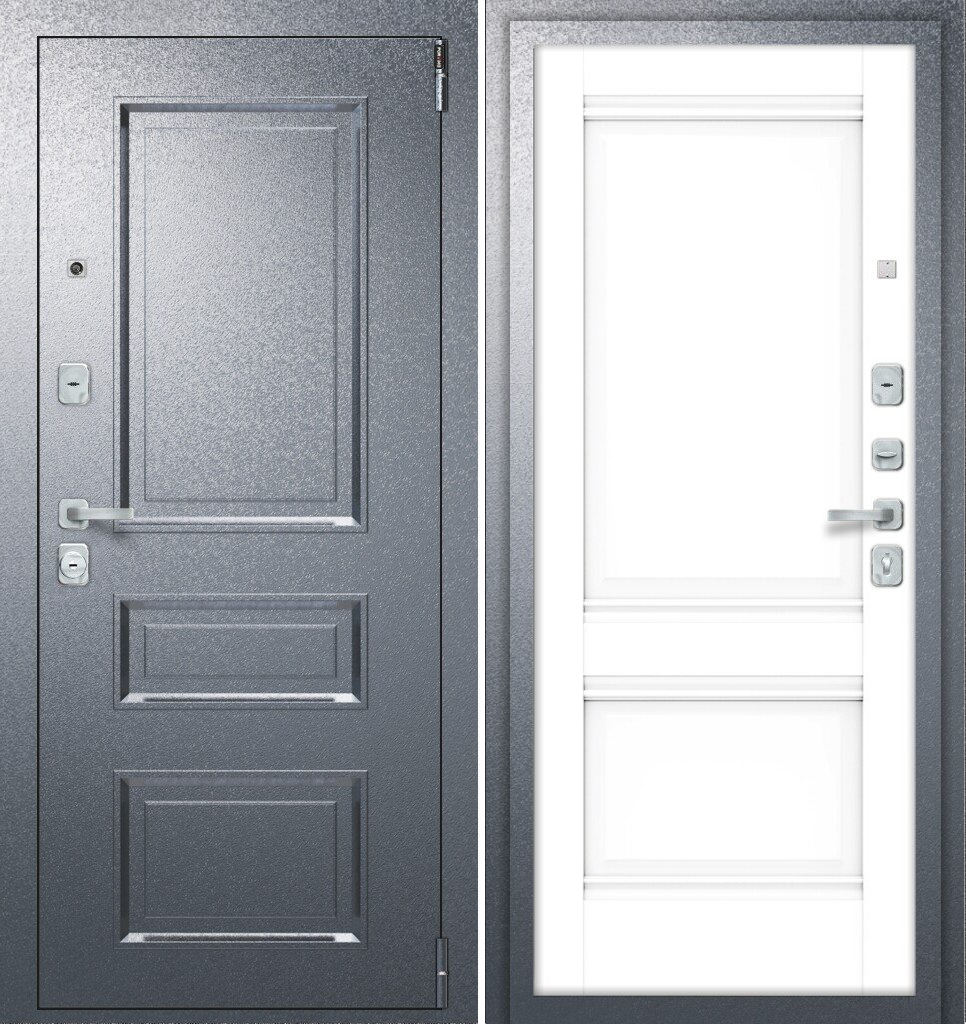 Двери входные металлические Porta R 403.K42 Букле Графит/Snow Veralinga