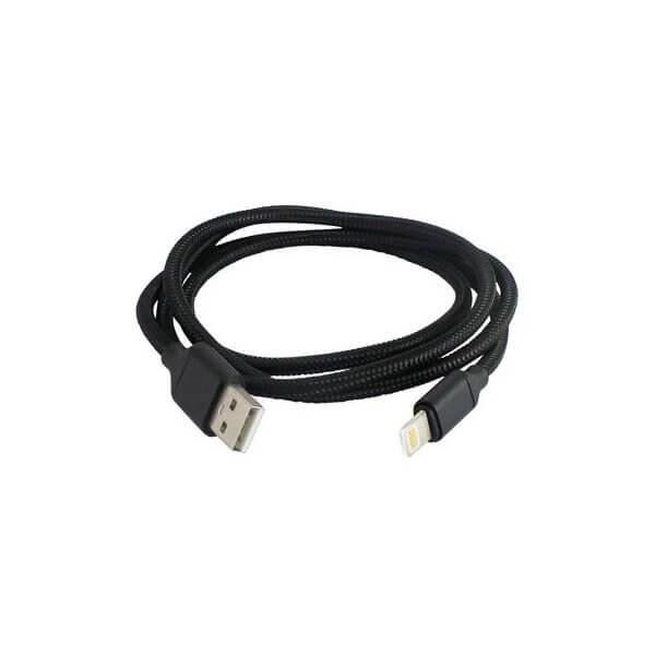 Дата-кабель, ДК 9, USB - Lightning, 1 м, тканевая оплетка, черный, TDM