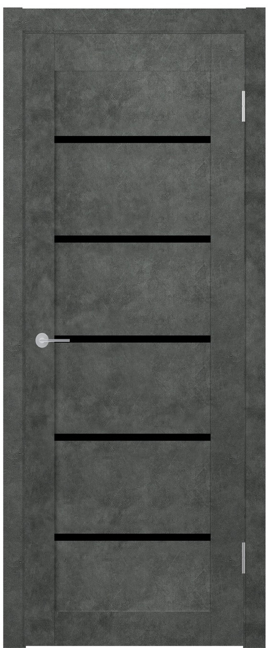 Межкомнатная дверь СТАРК ST8 ДО черный лак, Бетон темный - фото 1 - id-p196753416