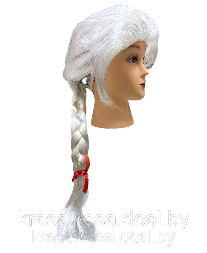 Парик с косой Снегурочка Белый искусственные волосы карнавальный маскарадный - фото 1 - id-p196753865