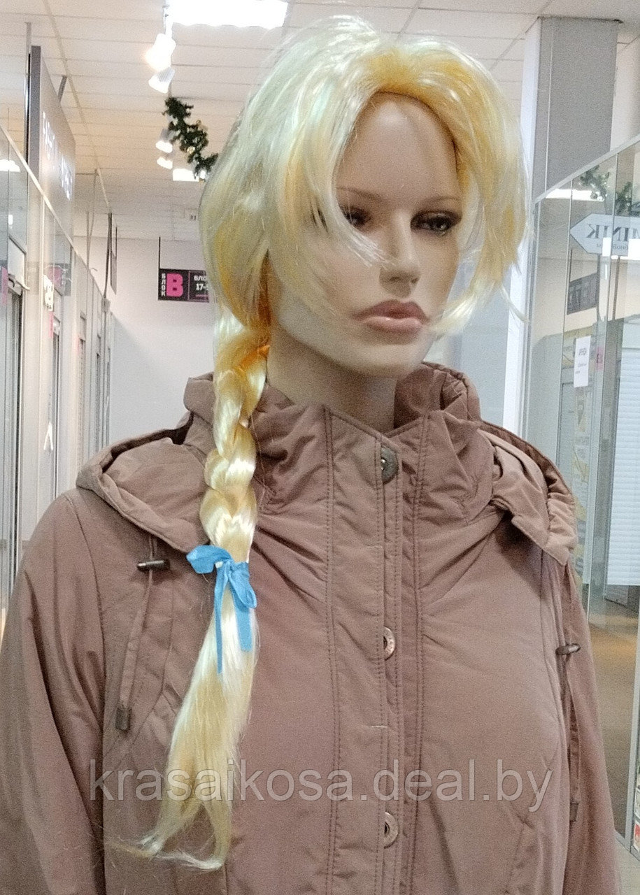 Парик с косой Снегурочка Белый искусственные волосы карнавальный маскарадный - фото 3 - id-p196753865