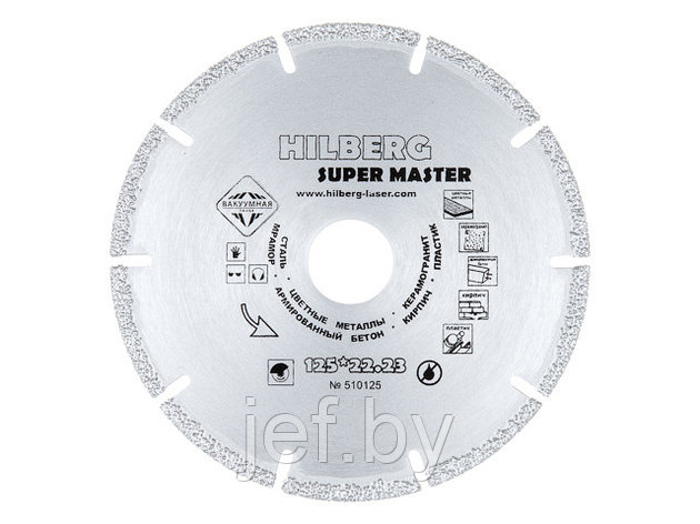 Алмазный круг 125х1.0x22.2 мм для бетона SUPER MASTER HILBERG 510125, фото 2