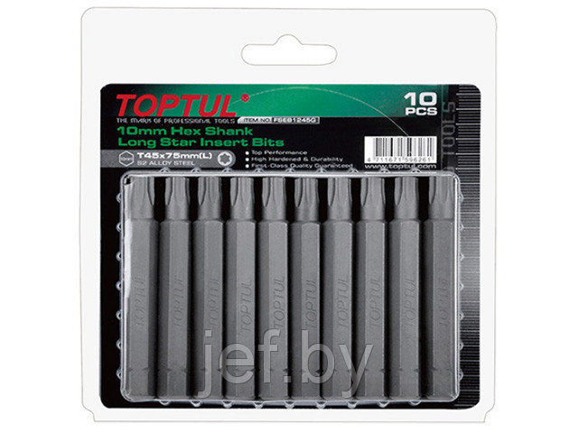 Насадка TORX T45 75мм LONG 10шт блистер TOPTUL FSEB1245G