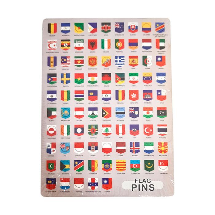 Комплект пинов Флаги для карт мира из дерева