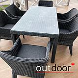 Комплект мебели из ротанга OUTDOOR Марокко (стол, 6 стульев), узкое плетение, графит, фото 2