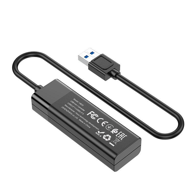 USB - Xaб HOCO HB25 1 порт USB 3.0 и 3 порта USB 2.0 черный - фото 3 - id-p196738840