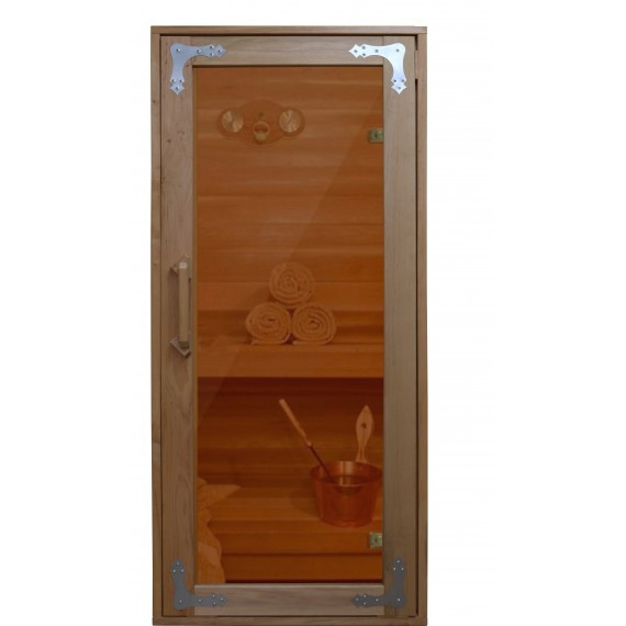 Дверь для бани 800х1800 ComfortProm деревянная со стеклом бронза прозрачная - фото 1 - id-p196767272