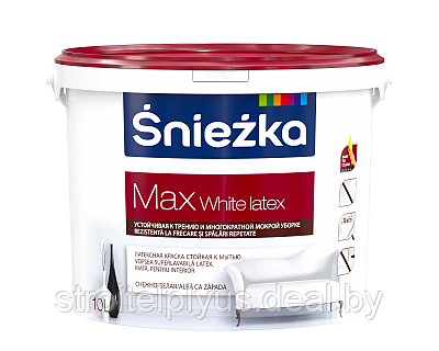 Краска Sniezka MAX WHITE LATEX 10 л. снежно-белая латексная РП - фото 1 - id-p157008117