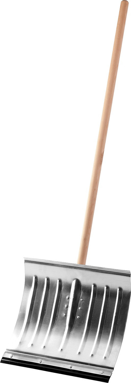 Снеговая лопата СИБИН ЛА-430 430мм алюминиевая со стальной планкой с деревянным черенком - фото 1 - id-p196769730