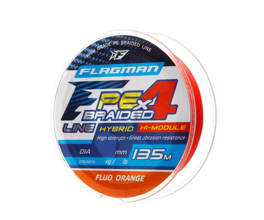 Шнур Flagman PE Hybrid F4 FluoOrange 135м 0.06мм - фото 1 - id-p196788547
