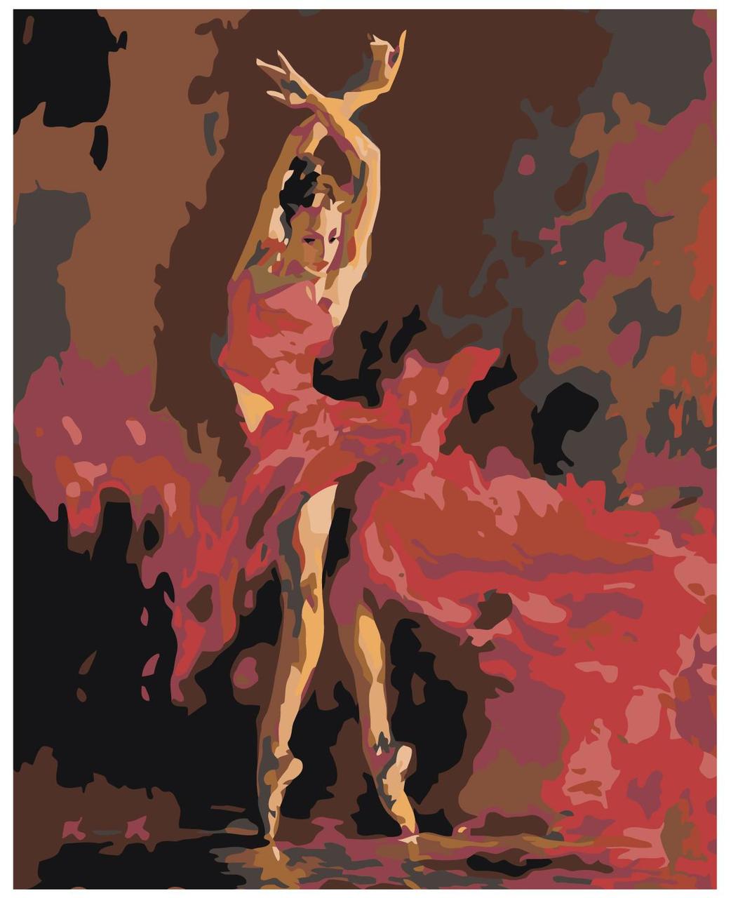 Картина по номерам Балерина в красном платье 40 x 50 | W199 | SLAVINA