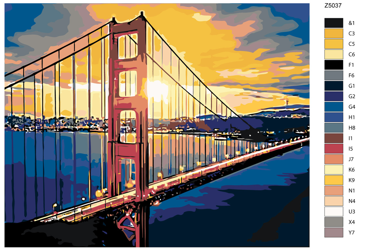 Картина по номерам Ночной Сан-Франциско 40 x 50 | Z5037 | SLAVINA - фото 2 - id-p196790248