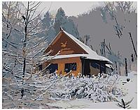 Картина по номерам Дом в зимнем лесу 40 x 50 | z6720 | SLAVINA