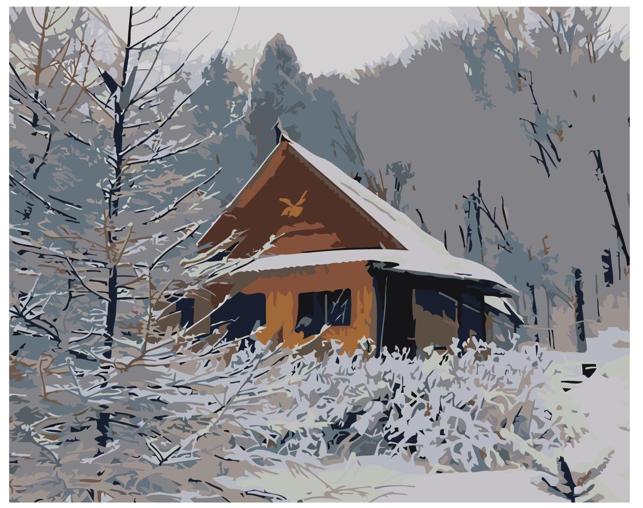 Картина по номерам Дом в зимнем лесу 40 x 50 | z6720 | SLAVINA - фото 1 - id-p196790261