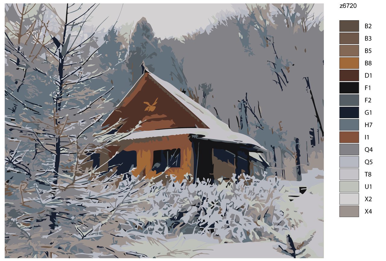 Картина по номерам Дом в зимнем лесу 40 x 50 | z6720 | SLAVINA - фото 2 - id-p196790261