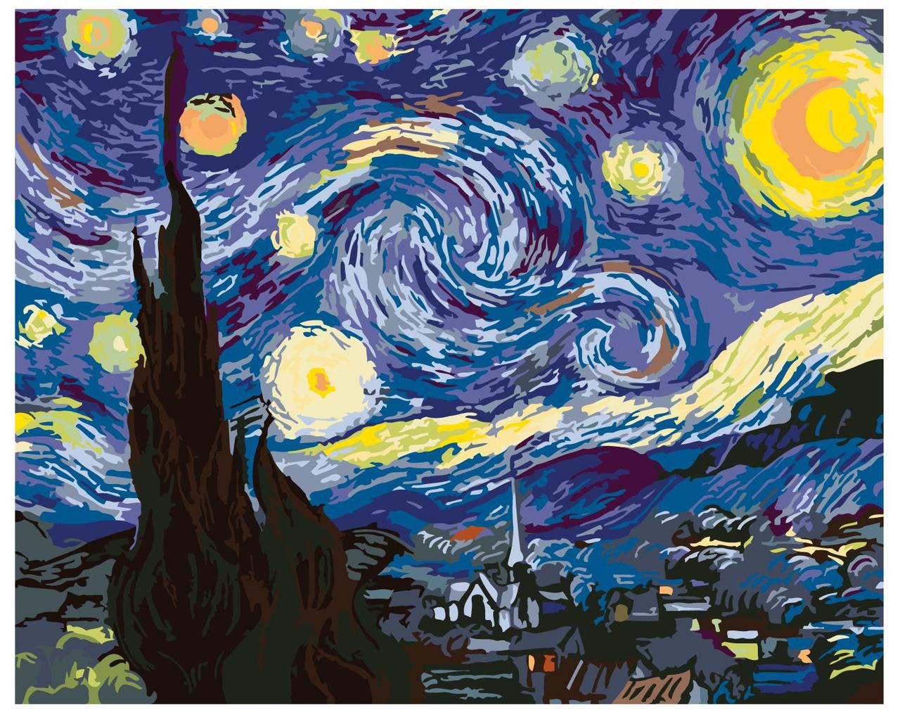 Картина по номерам Звездная ночь. Ван Гог 40 x 50 | AYAY-17052020 | SLAVINA - фото 1 - id-p196790262