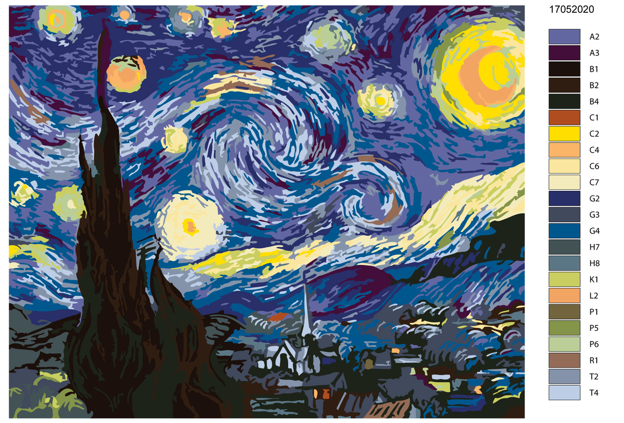 Картина по номерам Звездная ночь. Ван Гог 40 x 50 | AYAY-17052020 | SLAVINA - фото 2 - id-p196790262