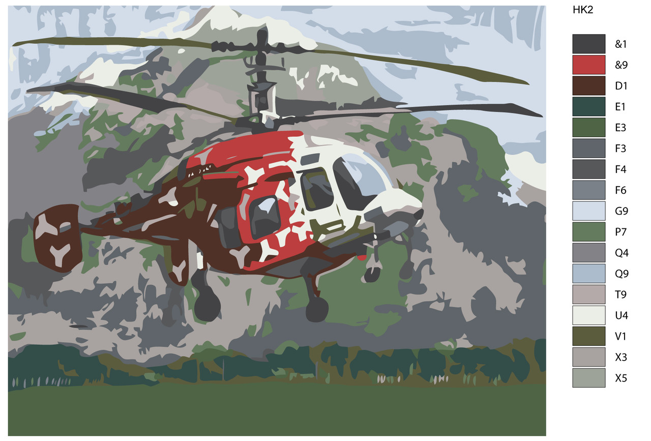 Картина по номерам Вертолет в горах 40 x 50 | HK2 | SLAVINA - фото 2 - id-p196789294