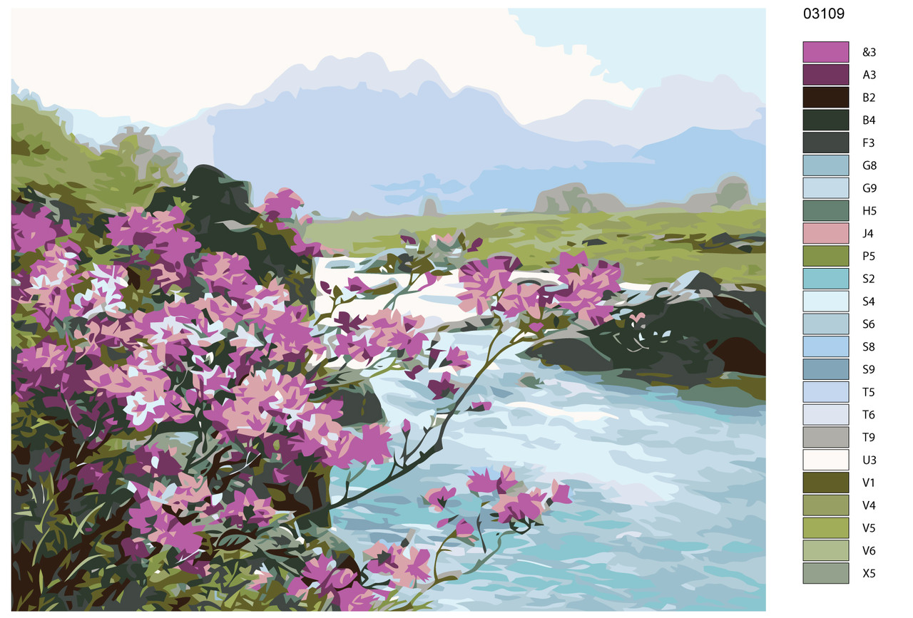 Картина по номерам Весна в горах 40 x 50 | KTMK-03109 | SLAVINA - фото 2 - id-p196789298