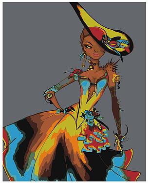 Картина по номерам Дама в шляпе и ярком платье 40 x 50 | RO144 | SLAVINA, фото 2
